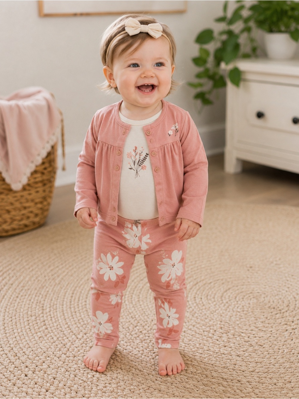 Carter's Baby Girl 3-Piece Outfit Size 12 Months Cardigan Bodysuit Pants 🌸